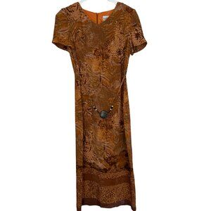 Vintage Safari Print Leopard Dress | MENU Made in USA | African Animal Velvet Bu